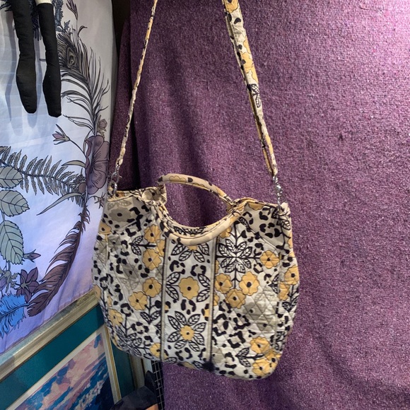 Vera Bradley Yellow Cheetah Floral Print Purse - Picture 2 of 7